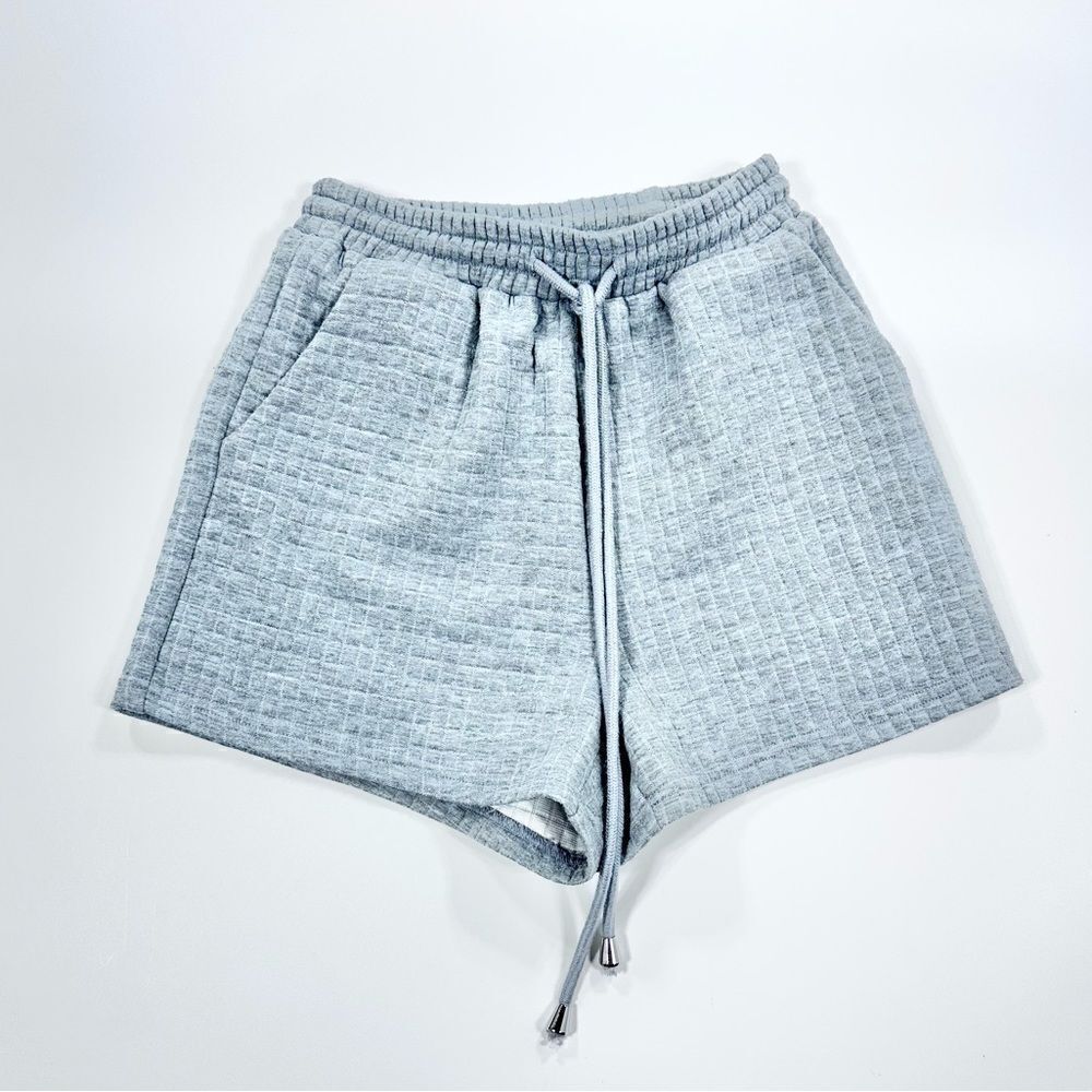 Princess Polly high waist grey waffle print shorts 0